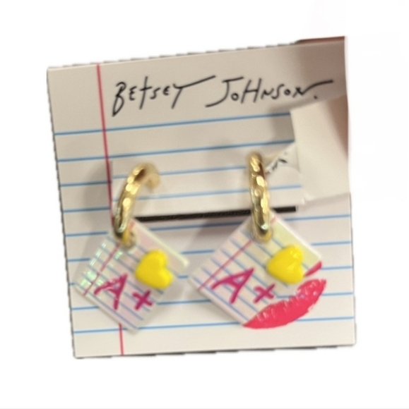 🔹️ Betsey Johnson🔹️ Adorable A+ School Themed Huggie Earrings - Picture 2 of 5